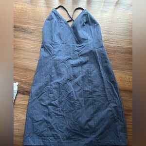 Blue and white stripe mini dress